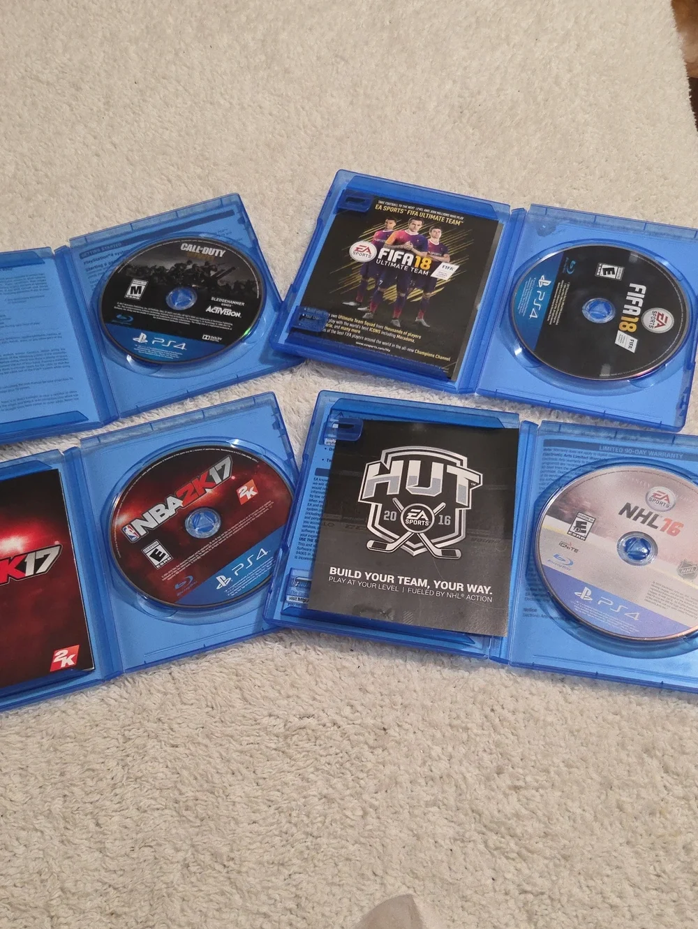 PLAYSTATION 4 SET OF 4 VIDEO GAMES
